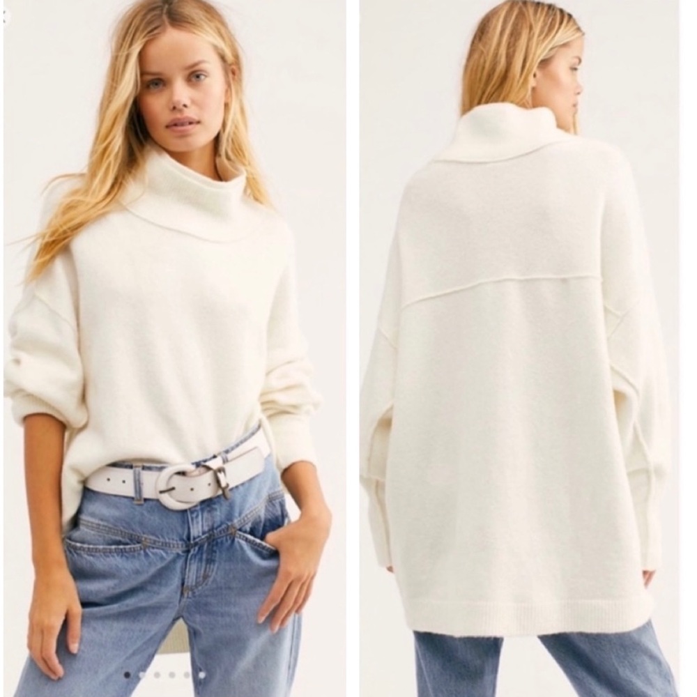 Free People Cozy Cream Turtleneck Sweater